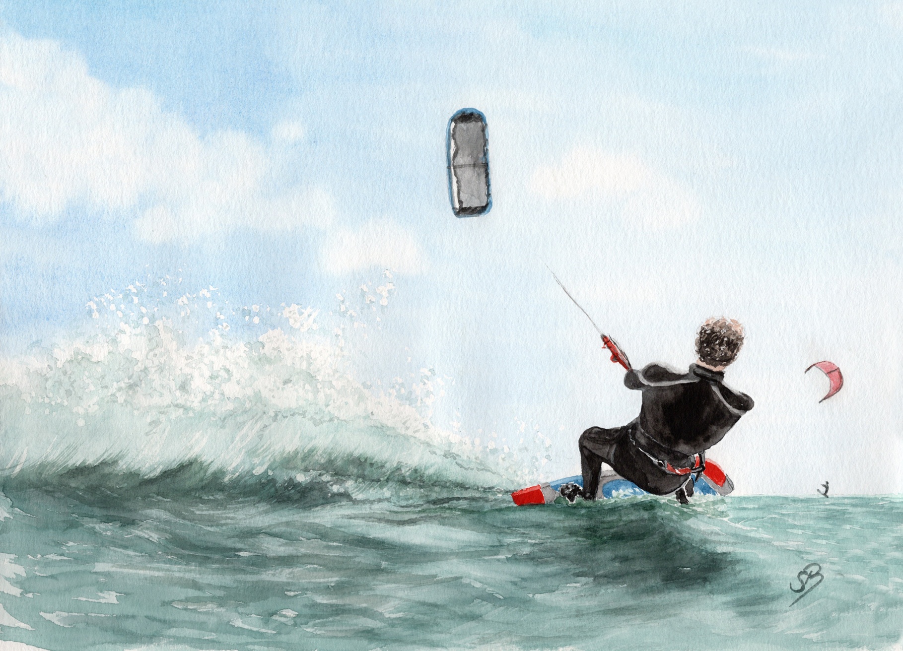 AL1 - Kitesurfer Aquarell Bild Druck