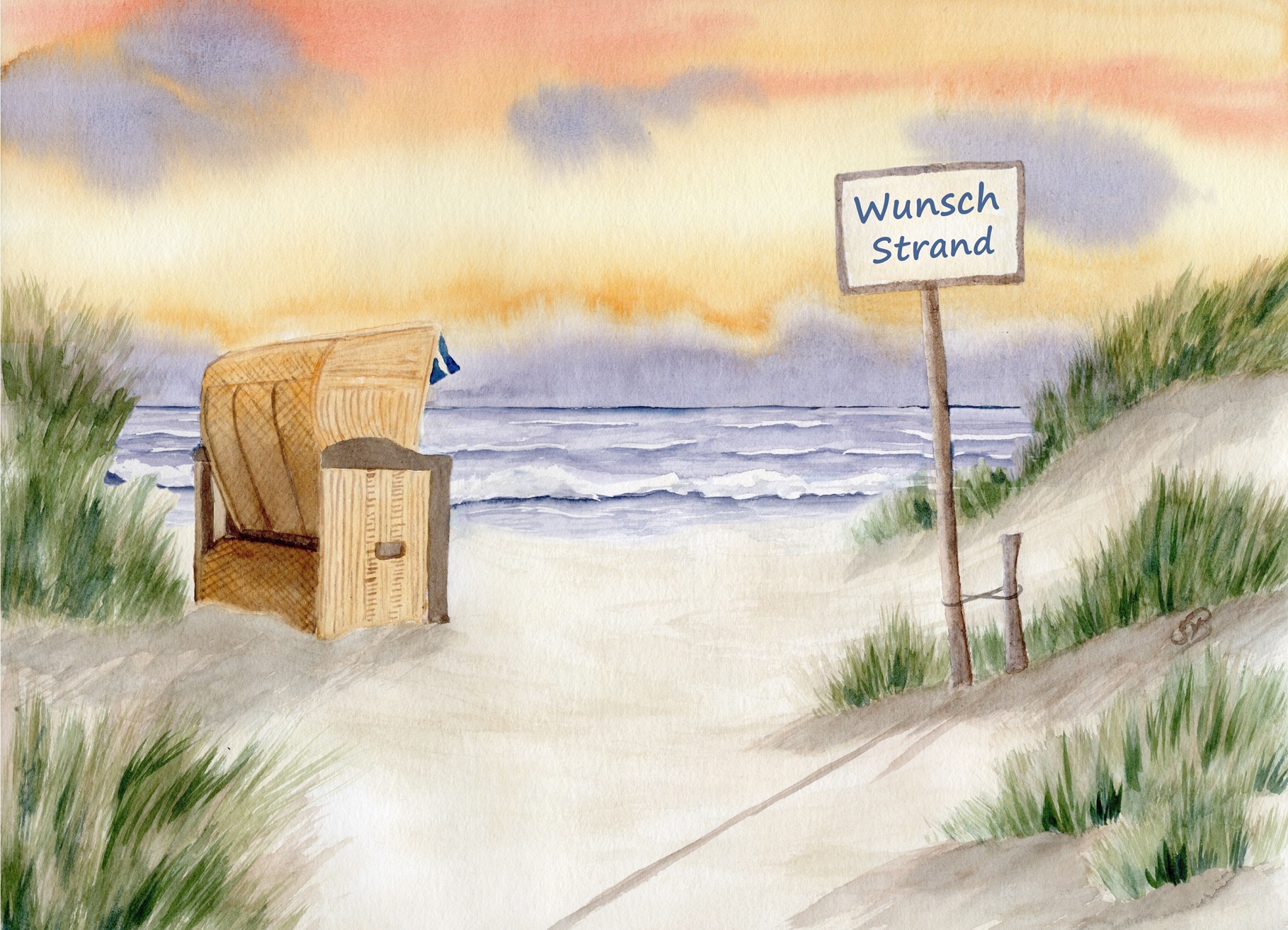 BO12 - Beach Chair and Sign in Sunset