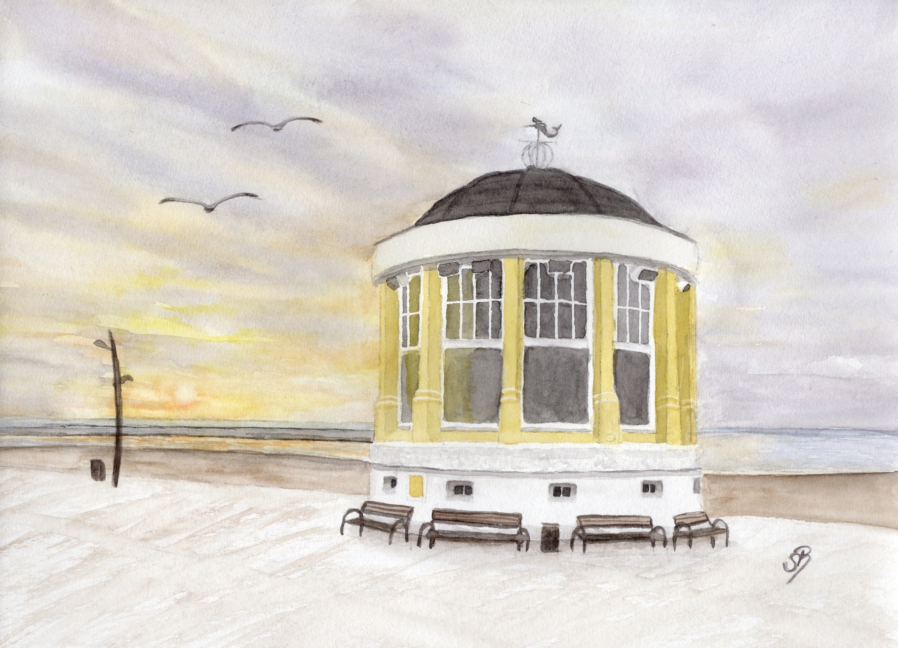 Borkum16 - Pavillon - Sonnenuntergang