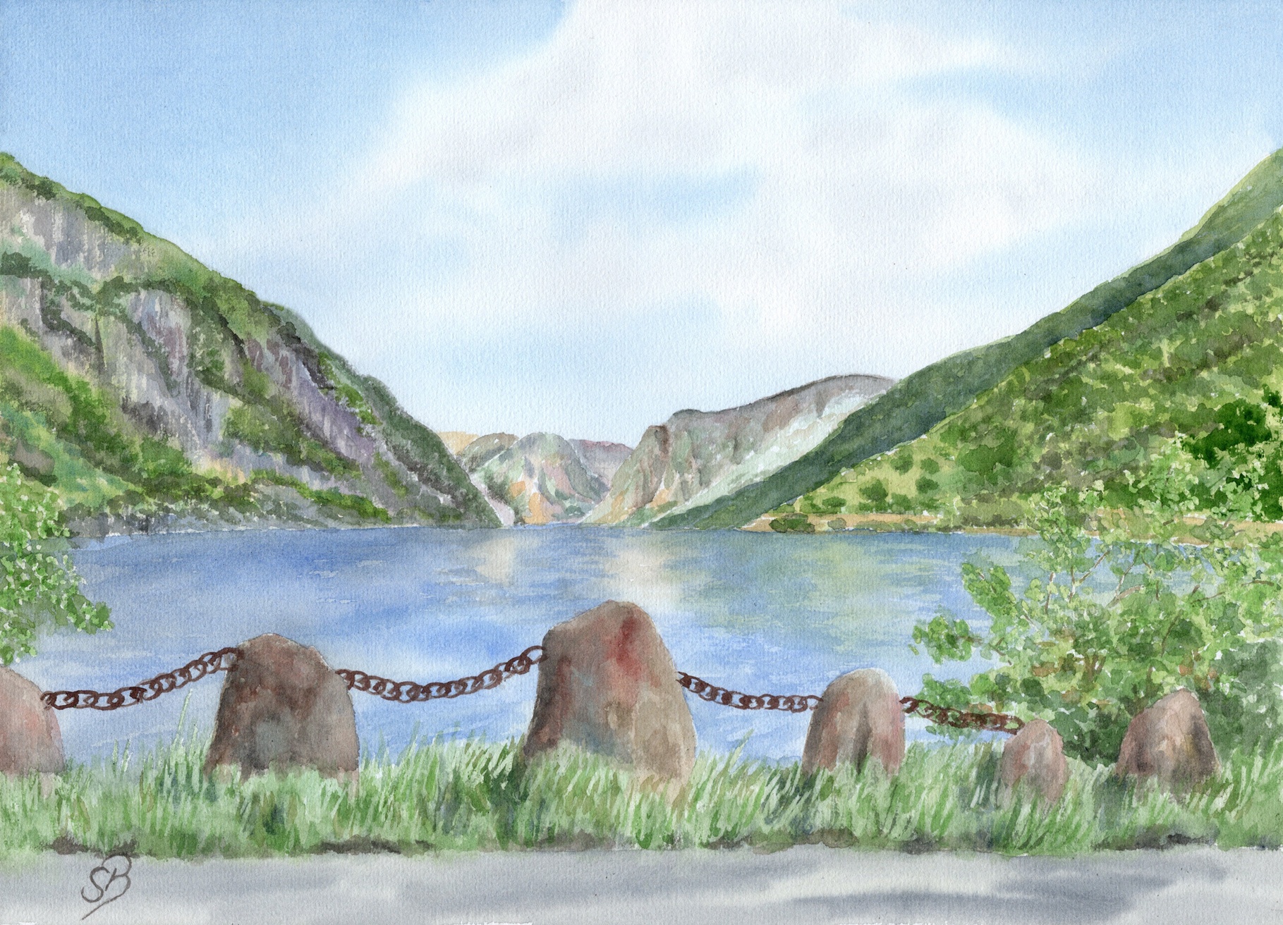 NO27  - Aurlandsfjord - Flåm Flam Fjord  Watercolor Print Picture