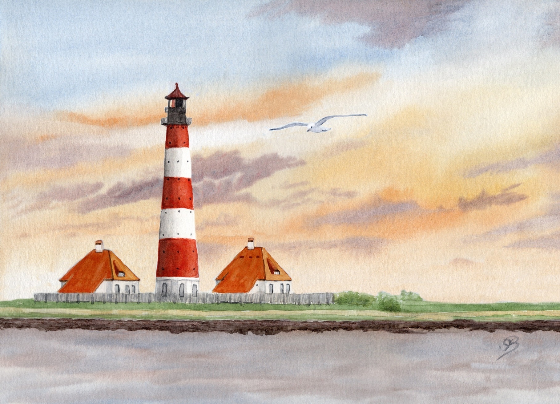 SP10 - Westerhever Leuchtturm Sonnenaufgang