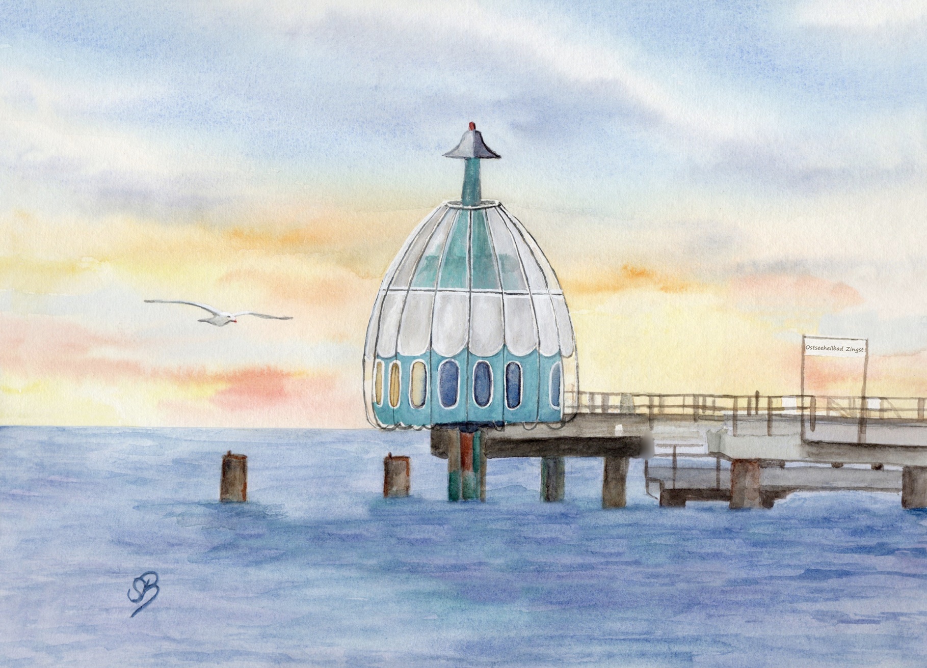 Zingst - Tauchglocke im Sonnenuntergang - Z2