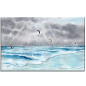 Preview: Stretcher frame canvas 40 x 30 cm  Watercolor Maritime Art Print Waves Denmark North Sea Sylt Sea Beach - Kitesurfer Kitesurfing