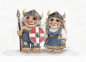 Preview: Postcard DIN-A6  watercolor art print Denmark Danmark Scandinavia - Viking Pair of Trolls Troll - AL8-DK