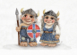 Preview: Postcard DIN-A6  watercolor art print Norwegen Norge Norway Scandinavia - Viking Pair of Trolls Troll - AL8-NO