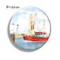 Preview: Fridge magnet with bottle opener Watercolor Maritime Art Print Denmark North Sea Baltic Sea Fishing boat  fisherboat cutter Seagulls