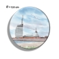 Preview: Fridge magnet with bottle opener  Watercolor Art Print Bremerhaven beach view Atlantic Hotel and Klimahaus - BHV5