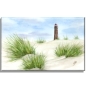 Preview: Leinwand 30 x 20 cm Keilrahmen Canvas-Leinen Aquarell Maritim Kunst Druck Kunstdruck Nordsee Insel Borkum Neuer Leuchtturm Strand Meer Dünen