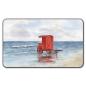 Preview: Frühstücksbrettchen Brettchen Aquarell Maritim Kunst Druck Kunstdruck Nordsee Insel Borkum Badekarren rot Strand Meer Dünen