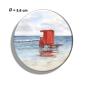 Preview: Kühlschrankmagnet m. Flaschenöffner Aquarell Maritim Kunst Druck Kunstdruck Nordsee Insel Borkum Badekarren rot Strand Meer Dünen