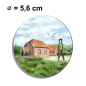 Preview: Kühlschrankmagnet m. Flaschenöffner Aquarell Maritim Kunst Druck Kunstdruck Nordsee Insel Baltrum Kirche Inselglocke