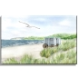 Preview: Leinwand 30 x 20 cm Keilrahmen Canvas-Leinen Aquarell Maritim Kunst Druck Kunstdruck Ostsee Rügen Binz 2 - Badekarre - Strandsauna
