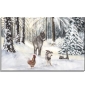 Preview: Leinwand 30 x 20 cm Keilrahmen Canvas-LeinenBremer Stadtmusikanten Weihnachten im Wald - Bre16