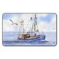 Preview: Frühstücksbrettchen Brettchen  Aquarell Maritim Kunst Druck Kunstdruck Dänemark Nordsee Ostsee Fischerboot Kutter Fischkutter blau Meer Boot Möwen