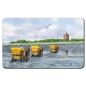 Preview: Frühstücksbrettchen Brettchen Aquarell Maritim Kunst Druck Kunstdruck Nordsee Cuxhaven Watt Wattwagen Kutsche Pferdekutsche Insel Neuwerk
