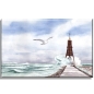 Preview: Leinwand 30 x 20 cm Keilrahmen Canvas-Leinen Aquarell Maritim Kunst Druck Kunstdruck Nordsee Cuxhaven Insel Neuwerk Möwe Watt Meer Bake