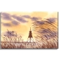 Preview: Leinwand 30 x 20 cm Keilrahmen Canvas-Leinen Aquarell Maritim Kunst Druck Kunstdruck Nordsee Cuxhaven Insel Neuwerk Möwe Watt Meer Bake