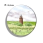 Preview: Kühlschrankmagnet m. Flaschenöffner Aquarell Kunst Druck Kunstdruck Strandkorb Sonnenuntergang Dänemark Nordsee Dagebüll Leuchtturm mit Schafe - DB2