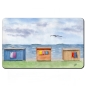 Preview: Frühstücksbrettchen Brettchen Aquarell Kunst Druck Kunstdruck Strandkorb Sonnenuntergang Dänemark Nordsee Dagebüll bunte Badebuden von hinten - DB4