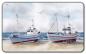 Preview: Frühstücksbrettchen Brettchen  Frühstücksbrettchen Brettchen Zwei Fischerboote an Land Aquarell Maritim Kunst Druck Kunstdruck Dänemark Nordsee  Düne Meer Möwe Strand