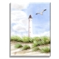 Preview: Leinwand 30 x 20 cm Keilrahmen Canvas-Leinen Aquarell Maritim Kunst Druck Kunstdruck Nordsee Dänemark Danmark  Leuchtturm Lyngvig Hvide Sande Sondervig Strand Möwe