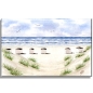 Preview: Leinwand 30 x 20 cm Keilrahmen Canvas-Leinen Aquarell Maritim Kunst Druck Kunstdruck Dänemark Nordsee Blokhus Strand Strandhäuser Badehäuser Dünen
