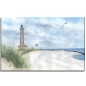 Preview: Leinwand 40 x 30 cm Keilrahmen Canvas-Leinen Aquarell Maritim Kunst Druck Kunstdruck Nordsee Dänemark Danmark  Leuchtturm Skagen