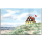 Preview: Leinwand 30 x 20 cm Keilrahmen Canvas-Leinen Aquarell Maritim Kunst Druck Kunstdruck Nordsee Dänemark Danmark Stagen Haus am Meer