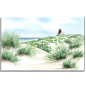 Preview: Leinwand 40 x 30 cm Keilrahmen Canvas-Leinen Folienmagnet Aquarell Maritim Kunst Druck Kunstdruck Dänemark Nordsee Blokhus Bake Strand