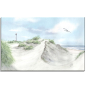 Preview: Leinwand 30 x 20 cm Keilrahmen Canvas-Leinen Aquarell Maritim Kunst Druck Kunstdruck Nordsee Dänemark Danmark  Leuchtturm Lyngvig Hvide Sande Sondervig Strand Möwe