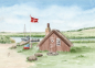 Preview: Postcard DIN-A6  watercolor maritime art print art print  Denmark Danmark - Nymindegab Fisherman's House - DK86