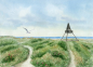 Preview: Postcard DIN-A6 Watercolor Maritime Art Print Art Print North Sea Denmark Danmark Skagen Bake - DK95