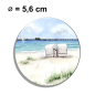 Preview: Kühlschrankmagnet m. Flaschenöffner Aquarell Maritim Kunst Druck Kunstdruck Ostsee Prerow  Seebrücke  Strandkorb