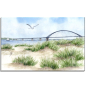 Preview: Leinwand 40 x 30 cm Keilrahmen Canvas-Leinen  Aquarell Maritim Kunst Druck Kunstdruck Ostsee Fehmarn - Fahmarnsundbrücke  - FEH2