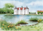 Preview: Postcard DIN-A6 Watercolor Maritime Art Print Baltic Sea - Glücksburg Castle, Flensburg