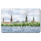 Preview: Frühstücksbrettchen Brettchen Aquarell Maritim Kunst Druck Kunstdruck Nordsee Hamburg - Binnenalster - Kleiner Binnensee - HH1