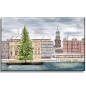 Preview: Leinwand 30 x 20 cm Keilrahmen Canvas-Leinen Aquarell Maritim Kunst Druck Kunstdruck Hamburg Hauptkirche St. Michaelis Michel Weihnachten HH7