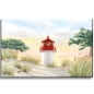 Preview: Leinwand 30 x 20 cm Keilrahmen Canvas-Leinen Aquarell Maritim Kunst Druck Kunstdruck Ostsee Kleiner Leuchtturm Hiddensee Rügen Strand Dünen