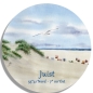 Preview: Coasters glass coasters 9,5 x  9,5 cm Watercolor Art Print Beach Chair Sunset North Sea Island Juist - Beach chairs on the beach - Juist 8