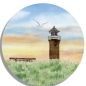 Preview: Untersetzer Glasuntersetzer rund 9,5 cm Aquarell Maritim Kunst Druck Kunstdruck Nordsee Juist  Leuchtturm Insel