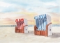 Preview: Postkarte DIN-A6   Aquarell Maritim Kunst Druck Kunstdruck Ostsee Kühlungsborn Strand Strandkorb