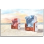 Preview: Leinwand 30 x 20 cm Keilrahmen Canvas-Leinen  Aquarell Maritim Kunst Druck Kunstdruck Ostsee Kühlungsborn Strand Strandkorb
