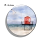 Preview: Kühlschrankmagnet m. Flaschenöffner  Aquarell Maritim Kunst Druck Kunstdruck Nordsee Insel Langeoog Badeturm rot Strand Meer