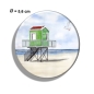 Preview: Kühlschrankmagnet m. Flaschenöffner  Aquarell Maritim Kunst Druck Kunstdruck Nordsee Insel Langeoog Badeturm grün Strand Meer