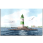Preview: Stretcher frame canvas 40 x 30 cm Watercolor Maritime Art Print Baltic Sea Schlei lighthouse Maasholm Kappeln