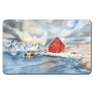 Preview: Frühstücksbrettchen Brettchen Aquarell Kunst Druck Kunstdruck Norwegen Norge Norway Eisfjord Fjord Gletscher Haus am Fjord