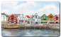 Preview: Frühstücksbrettchen Brettchen  - bunte Häuser Hafen  Stavanger - NO22