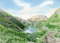 Preview: Postkarte DIN-A6 Aquarell Kunst Druck Kunstdruck Norwegen Norge Norway Geiranger Fjord