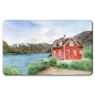 Preview: Frühstücksbrettchen Brettchen Aquarell Kunst Druck Kunstdruck Norwegen Norge Norway Eisfjord Fjord Gletscher Haus am Fjord