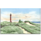 Preview: Leinwand 40 x 30 cm Keilrahmen Canvas-Leinen Aquarell Maritim Kunst Druck Kunstdruck Nordsee Norderney  Leuchtturm Insel Strand
